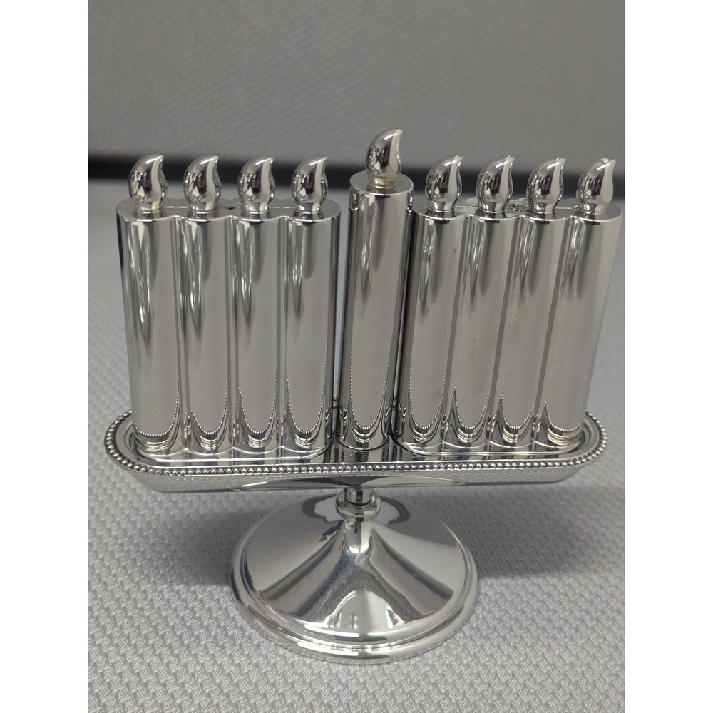 New Pottery Barn Hanukkah Menorah Salt and Pepper Shaker Set Silver Tone Holiday
